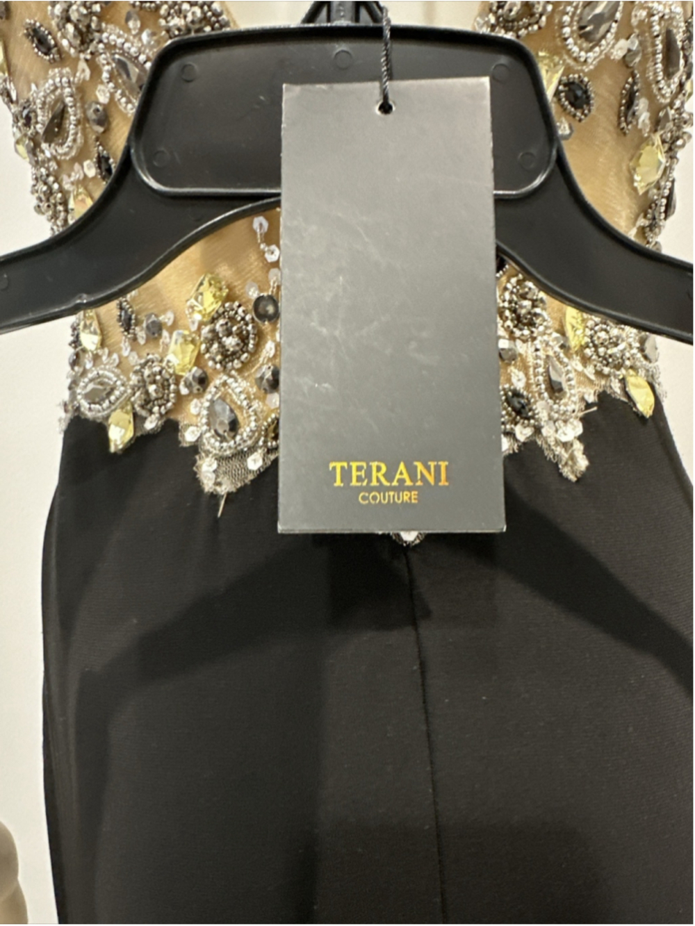 Terani Couture Long Dress Black Nude 4 - Picture 9 of 9